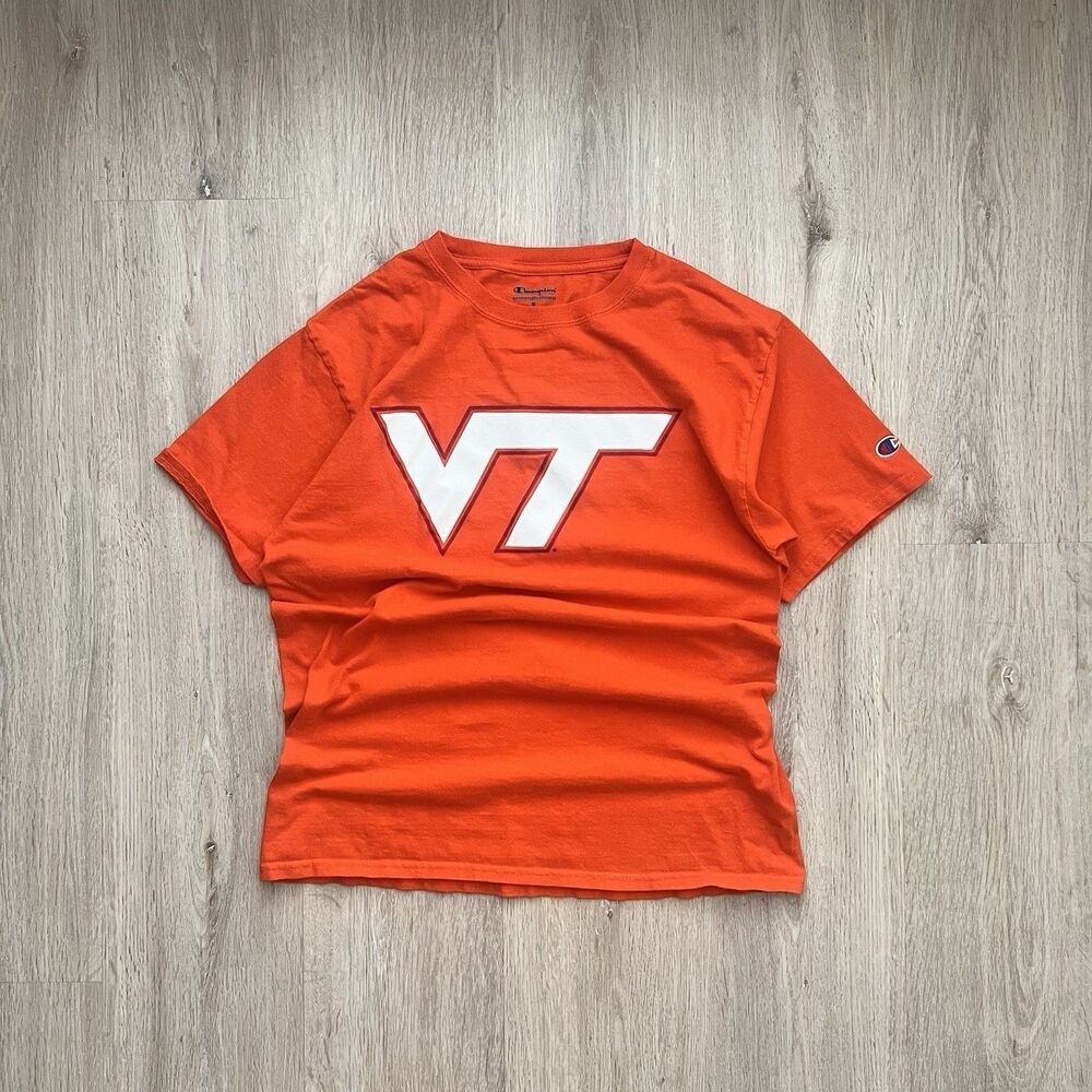 Champion Virginia Tech Hokies T-Shirt Mens Small Maroon Embroidered VT College